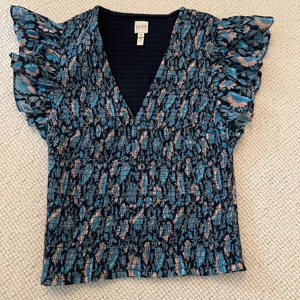 Rebecca Taylor La Vie Women's Blue Floral Top